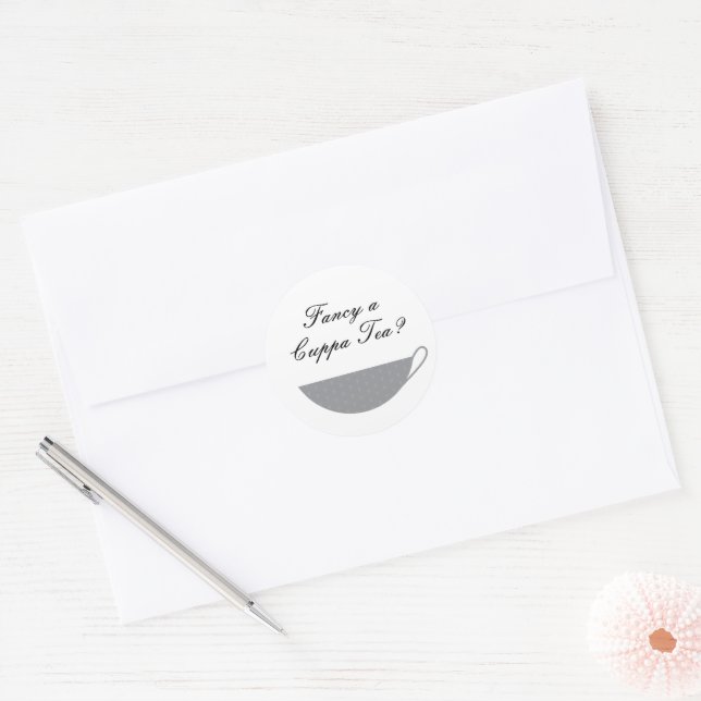 Rond Enveloppe Enveloppe Gris Sceau & Sticker (Enveloppe)