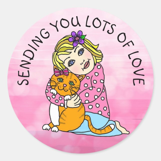 Rond Envoi de beaucoup d'amour Sticker Classic Round (Devant)