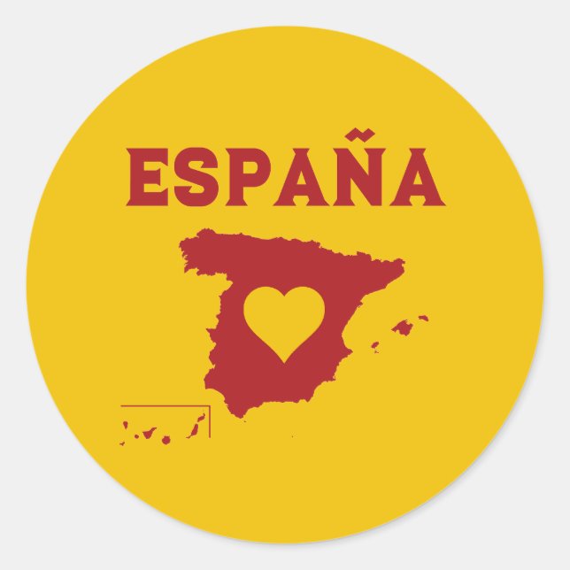 Rond Espagne Carte Sticker España Mapa Rouge jaune (Devant)