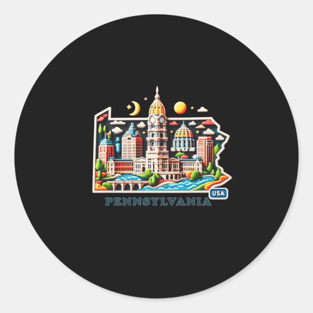 Rond État de Pennsylvanie en Sticker américain (Devant)