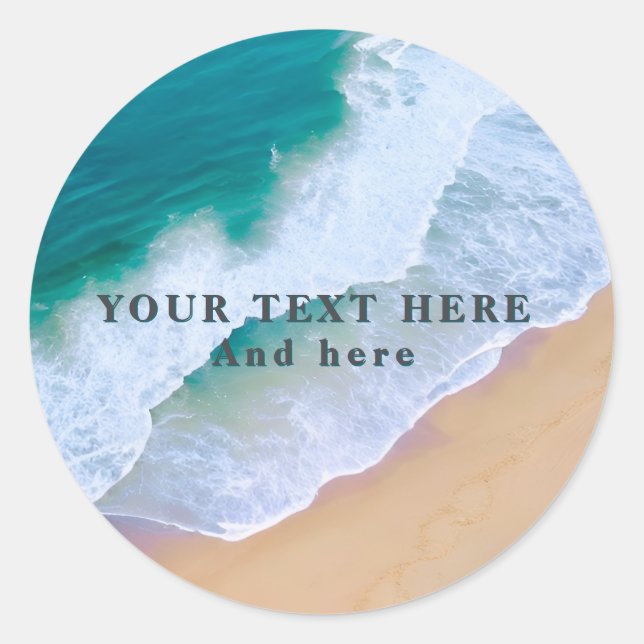Rond été plage moderne océan personnalisé Sticker (Devant)
