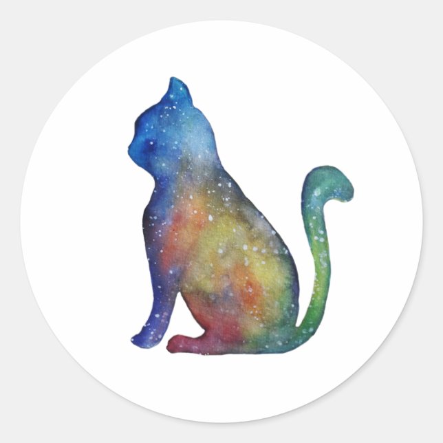 Rond Étoile chat Classic Sticker rond, brillant (Devant)