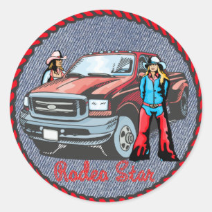 Rond Étoile de rodéo de Western Sticker Cowgirl sur Den