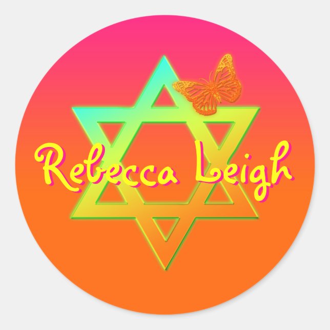 Rond Étoile Personnalisée De David, Sticker À Papillon (Devant)