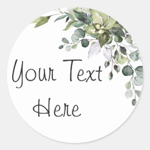 Rond Éucalyptus Sticker Classic Round Texte Personnalis