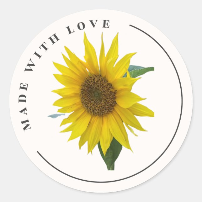 Rond Fabriqué avec amour, Sticker de tournesol (Devant)