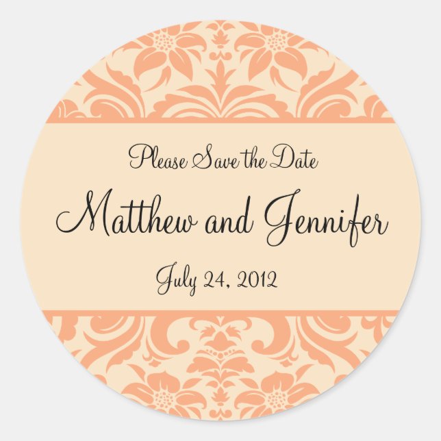Rond Faire-part mariage Enregistrer le sticker de date (Devant)