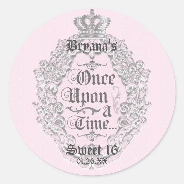Rond Fairytale Vintage Une Fois Sur... Sticker (Devant)