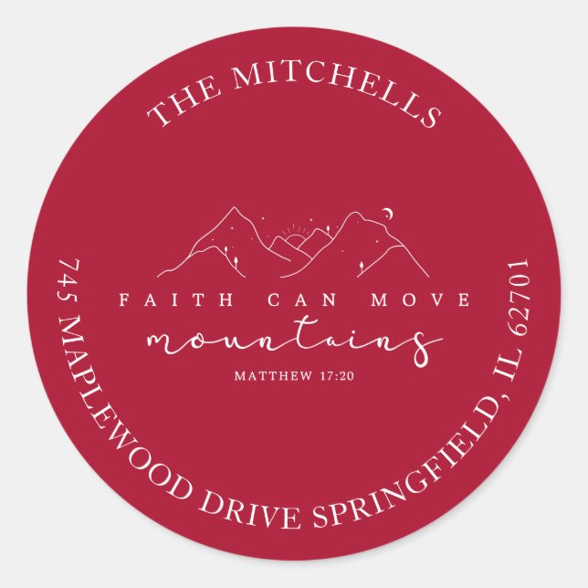 Rond Faith Can Move Mountains Custom Address Sticker (Devant)