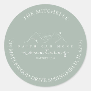 Rond Faith Can Move Mountains Custom Sticker Adresse