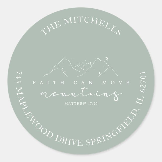 Rond Faith Can Move Mountains Custom Sticker Adresse (Devant)