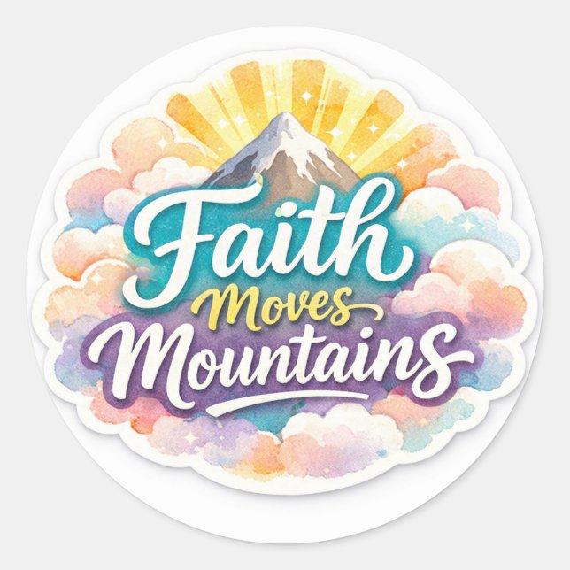 Rond "Faith Moves Mountains Sticker Design" (Devant)