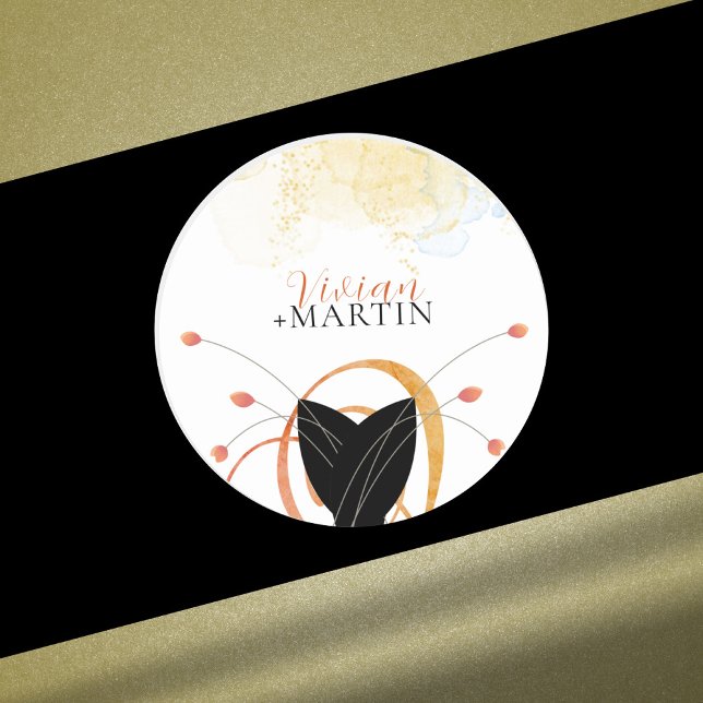 Rond Falling Melody Poetic Watercolor Wedding Sticker (Créateur téléchargé)