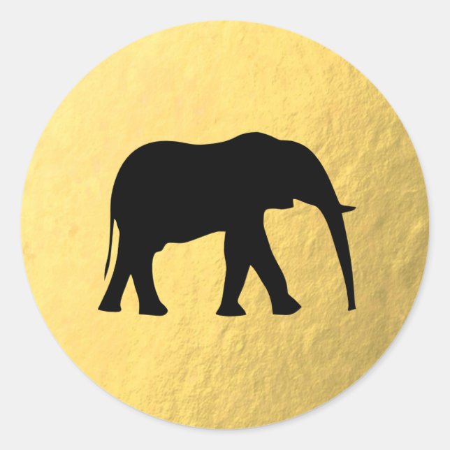 Rond Faux Gold Foil - Sticker pour éléphant noir (Devant)