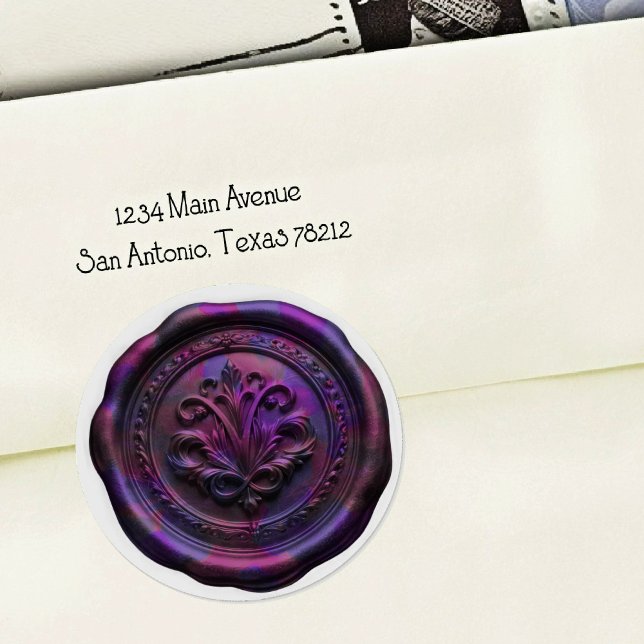 Rond Faux Wax Envelope Seal Style 4 Purple 20 Sticker (Créateur téléchargé)