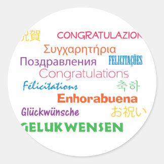 Rond Félicitations dans plusieurs langues Sticker