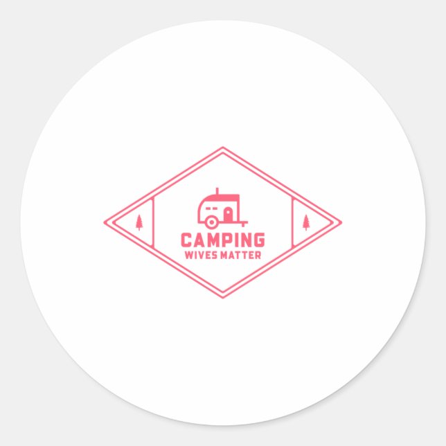 Rond Femme de camping - Sticker rose (Devant)