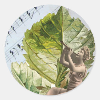 Rond Femme vintage Jouant Sticker Oboe
