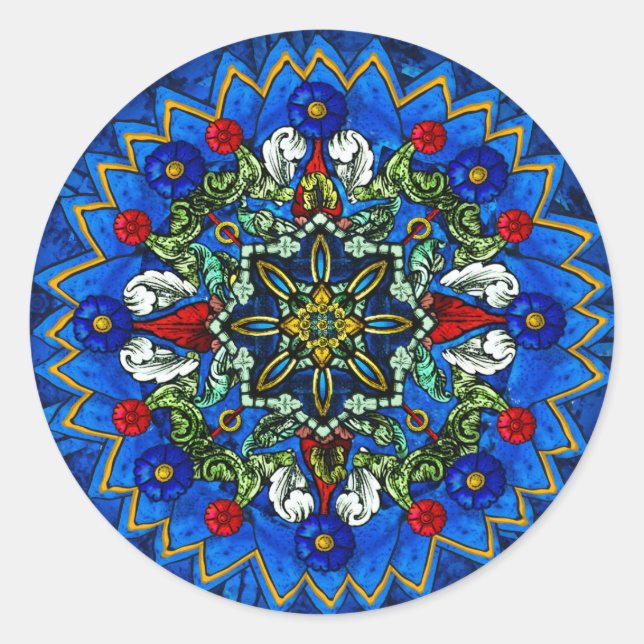 Rond Fenêtre Rose en verre tendu Sticker Mandala (Devant)