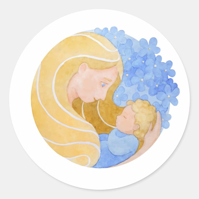 Rond Fête de la mère et de l'enfant | Sticker (Devant)