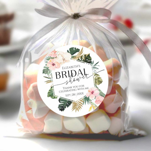 Rond Fête des mariées florale tropicale merci Sticker (Créateur téléchargé)