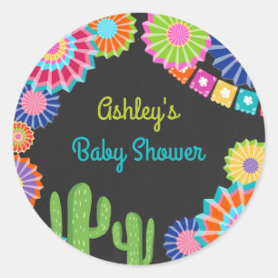 Rond Fêtons une faveur tag Sticker Baby shower mexicain