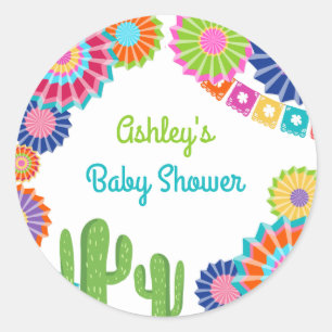 Rond Fêtons une faveur tag Sticker Baby shower mexicain