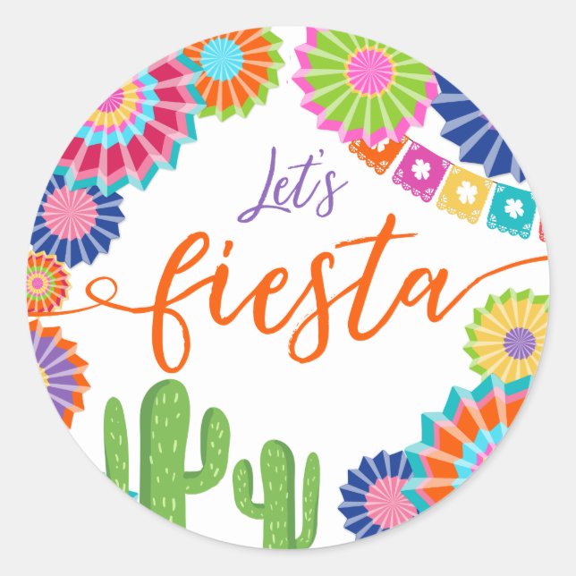 Rond Fêtons une faveur tag Sticker Cactus mexicain (Devant)