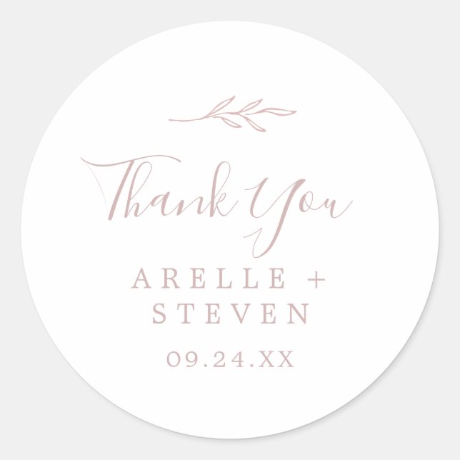 Rond Feuille minimale | Sticker préféré en Merci rose v (Devant)