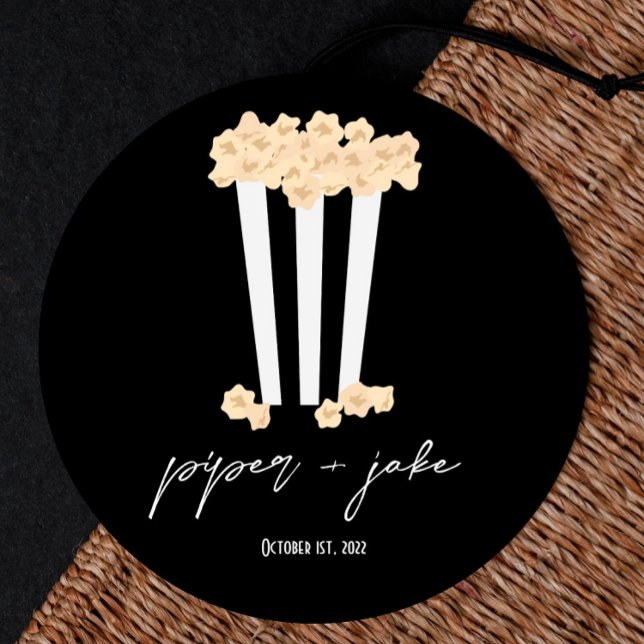 Rond Film Noir - Noir - Couples MultiUse Favor Sticker (Créateur téléchargé)