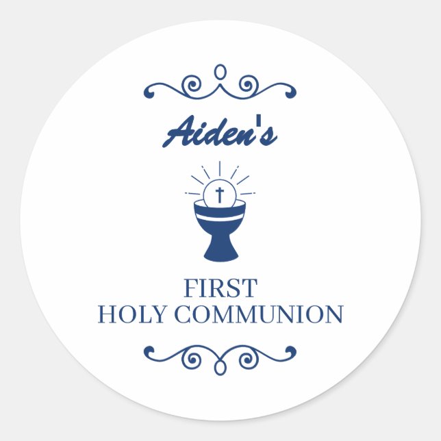 Rond First Holy Communion Chalice Sticker for Boys (Devant)
