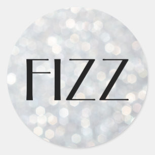 Rond FIZZ sur Sticker en argent bulles de champagne