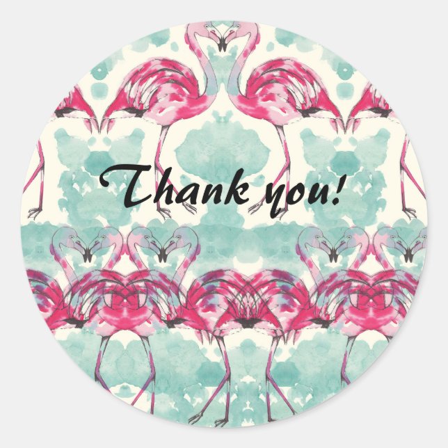 Rond Flamingo Thank you sticker (Devant)