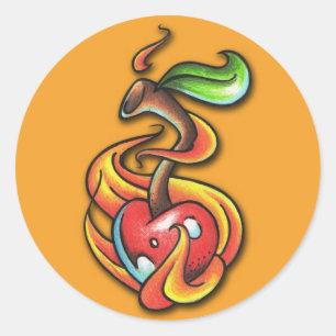 Rond Flamme cerise - Sticker