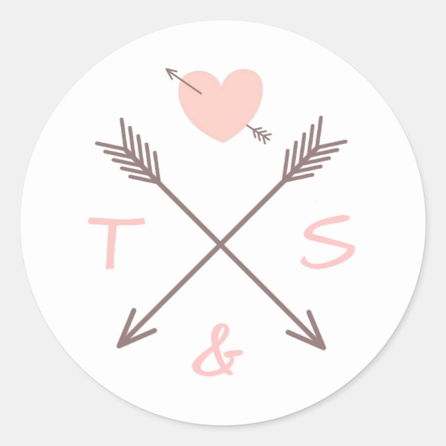 Rond Flèches Coeur rose - Sticker Cercle (Devant)