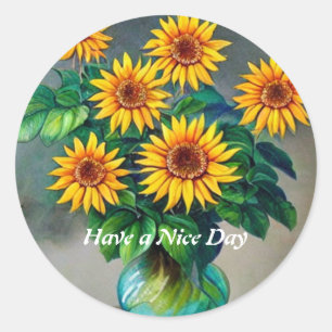 Rond Fleur Avoir Un Beau Sticker Classic Round Day
