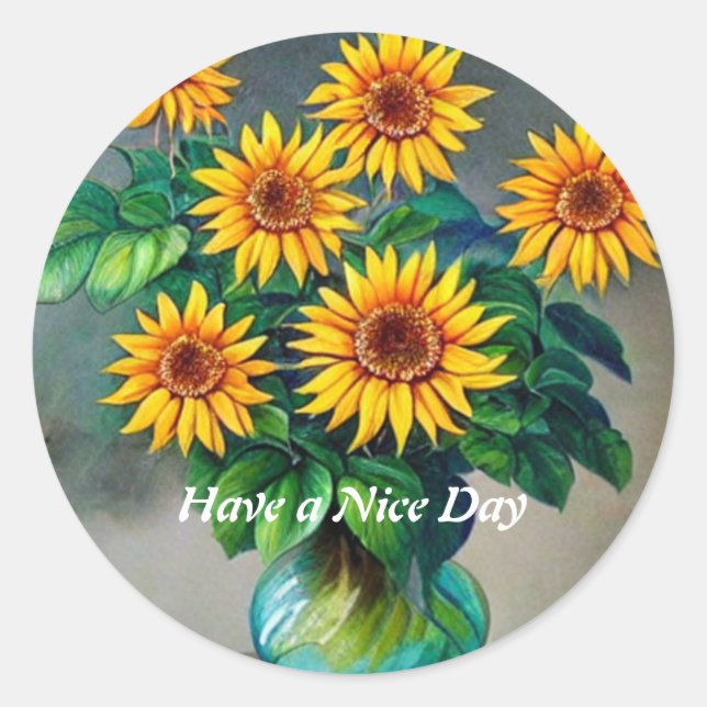 Rond Fleur Avoir Un Beau Sticker Classic Round Day (Devant)