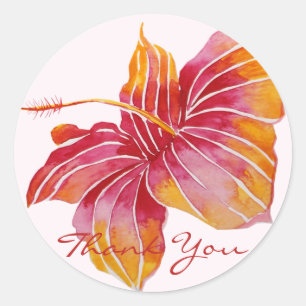 Rond Fleur d'Hibiscus hawaïen   Sticker Merci