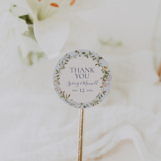 Rond Fleur sauvage de printemps | Sticker Favor Merci B (Créateur téléchargé)