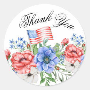 Rond Fleurs rouges blanches et bleues avec Sticker à dr