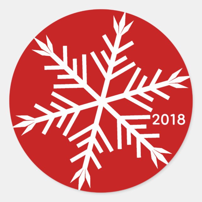 Rond Flocon de neige blanc sur Sticker Customisé rouge (Devant)