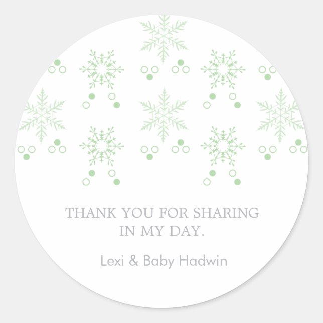 Rond Flocons de neige | Sticker Faveur Baby shower neut (Devant)