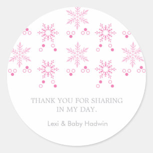 Rond Flocons de neige   Sticker Fille Baby shower Faveu