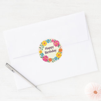 Rond Floral birthday sticker 
