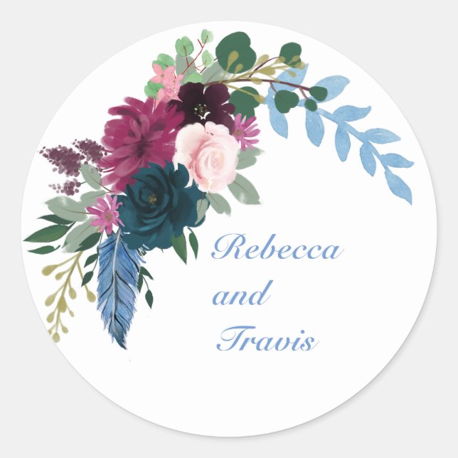 Rond Floral Blooms Blue - Sticker circulaire (Devant)