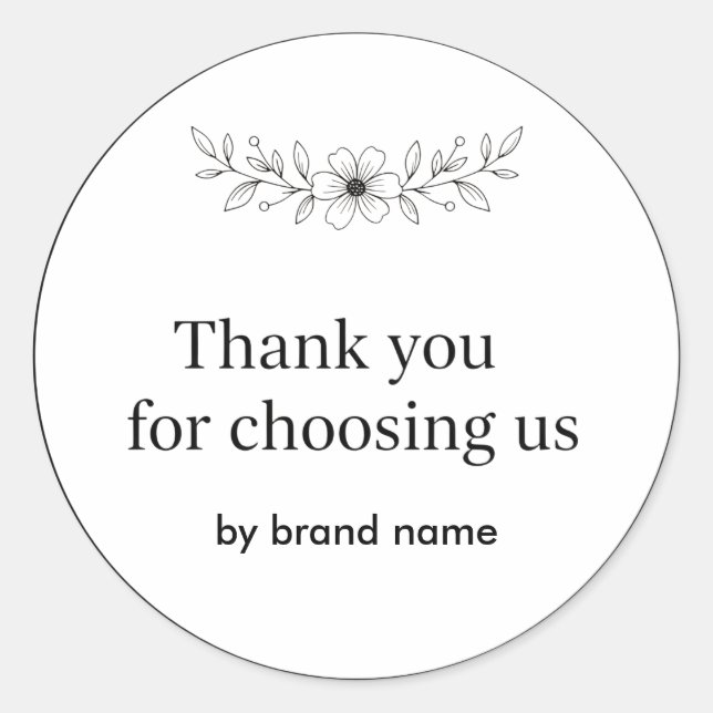 Rond Floral Logo Thank You Business Sticker (Devant)