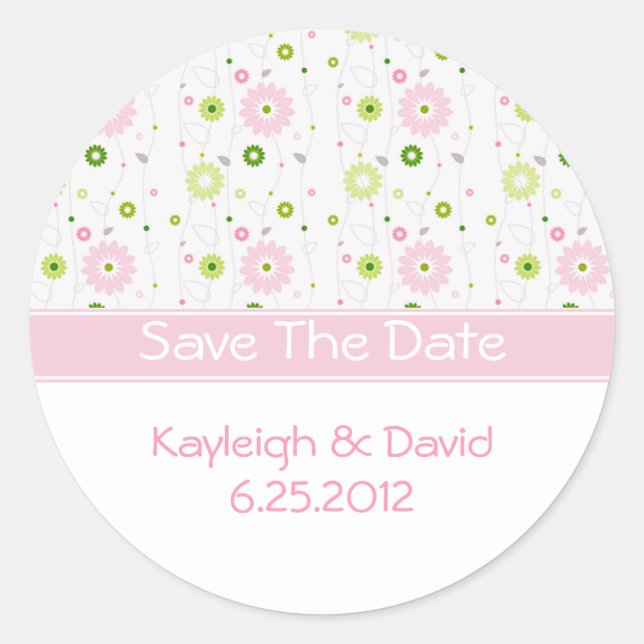 Rond Floral Rose Enregistrer Le Sticker Date (Devant)