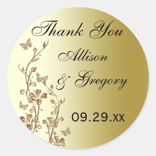 Rond Flore noire, or avec Sticker à papillons (Devant)