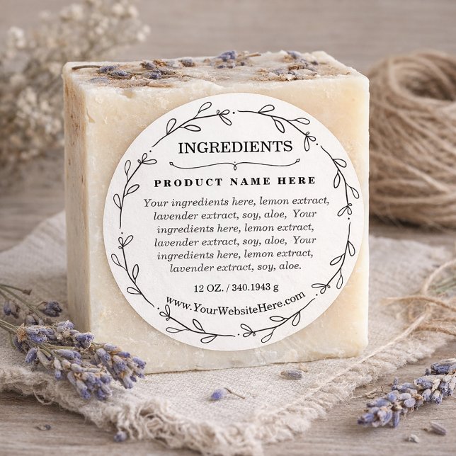 Rond Foliage Wreath Ingredients Product Label Sticker (Foliage Wreath Ingredients Product Label Sticker)