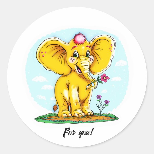 Rond For You – Cute Elephant Sticker (Devant)